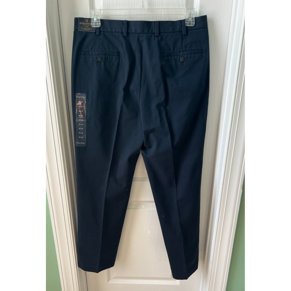 Brooks Brothers Clark Advantage Chino Flat Front Wrinkle Free Pants 36 x‎ 30 NEW - Picture 2 of 4